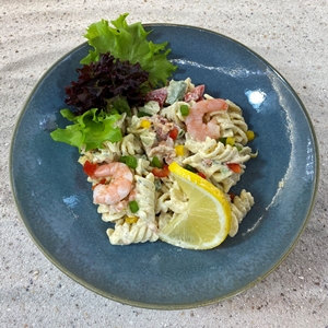 Pasta salade zalm-scampi